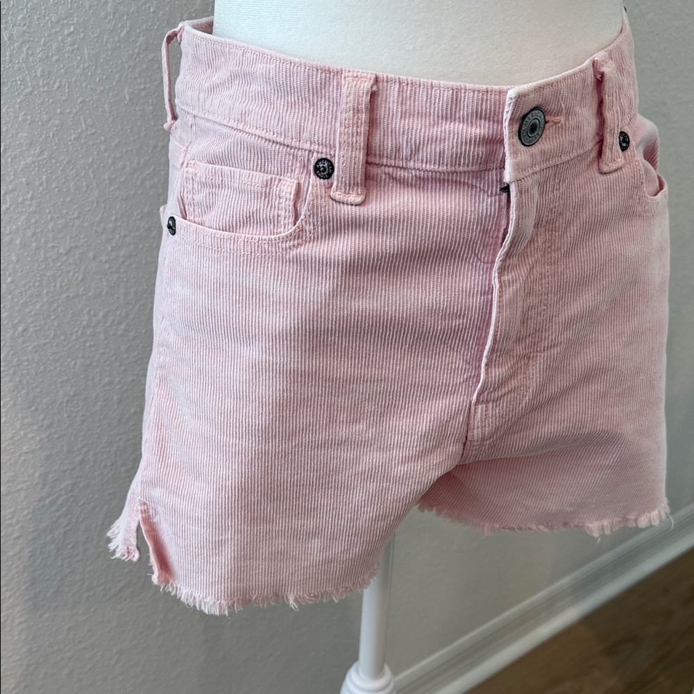 American Eagle Outfitters Light Pink Corduroy Frayed Hem Shorts